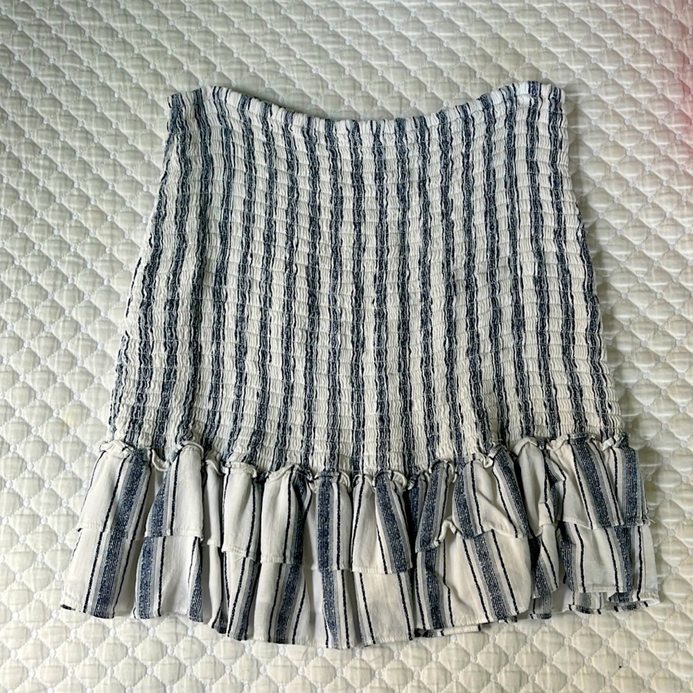 Blue and white striped skirt